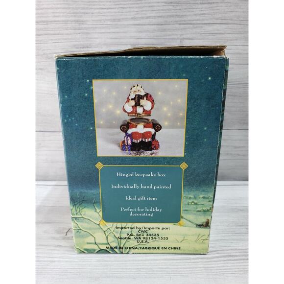 Traditions Porcelain Christmas Santa Claus Hinged Decorative Trinket Box - Picture 5 of 7